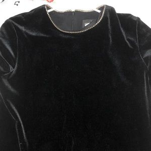 Black satin dress with diamond neck rim